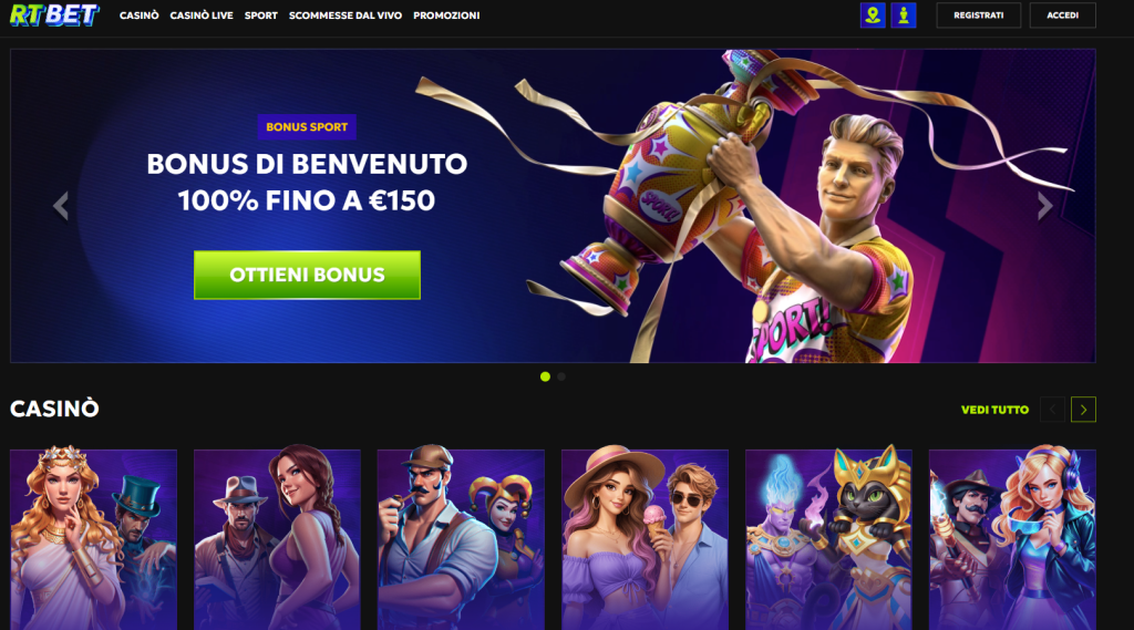 Homepage di RTBet