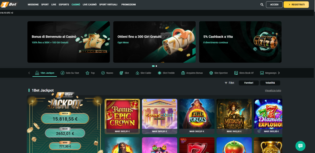 Homepage di 1bet