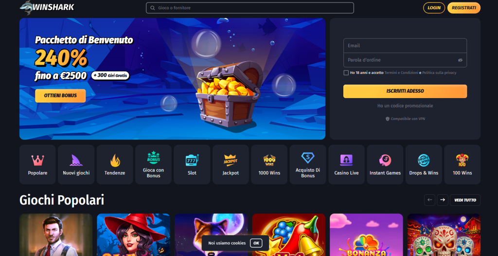 Homepage di Winshark