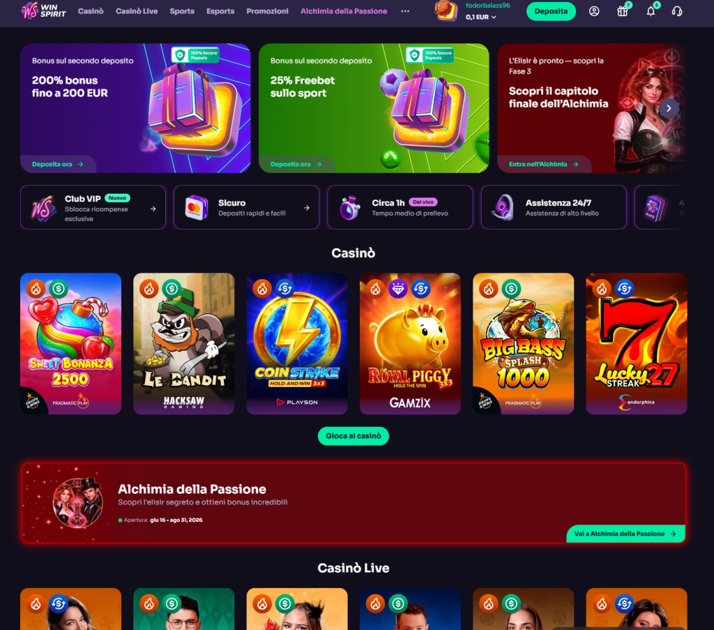 Homepage di WinSpirit