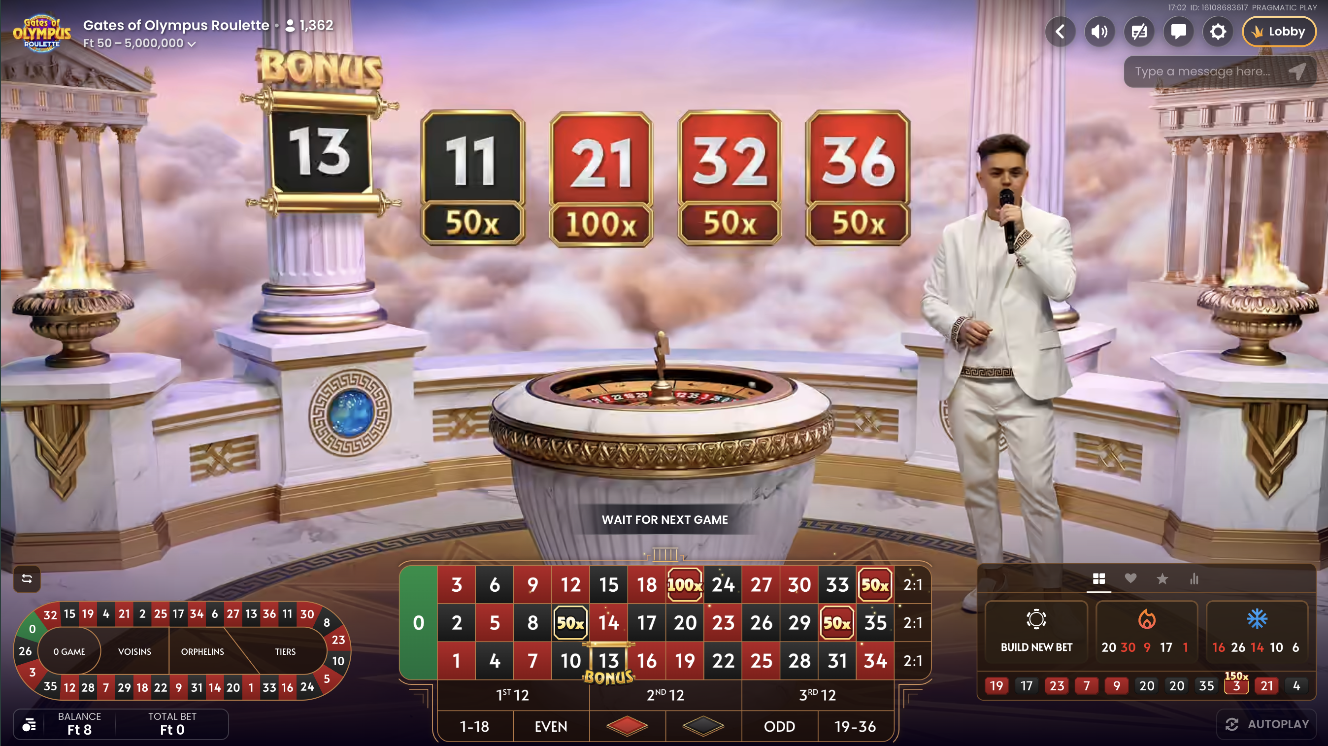 Gates of Olympus Roulette nel casinò live