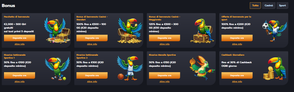 Bonus di benvenuto di Flappy Casino