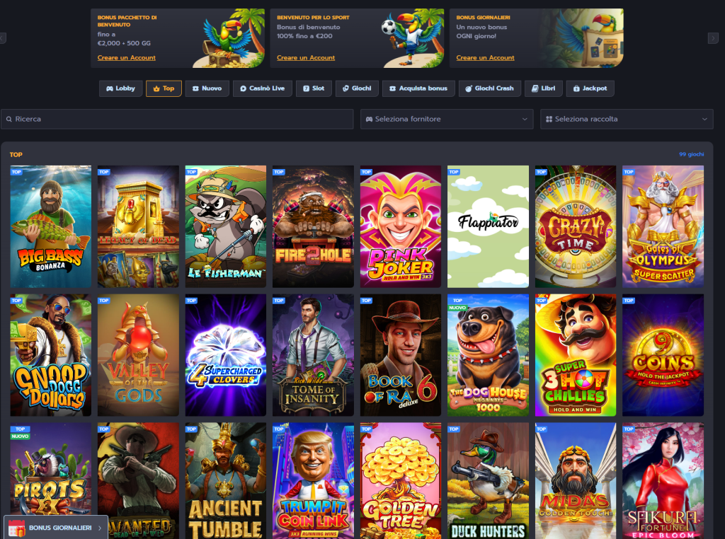 Sezione casinò dal vivo di Flappy Casino